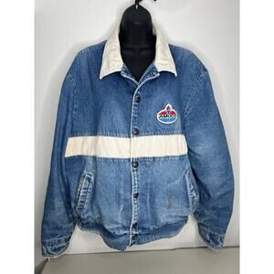 Vintage 90s K Brand Denim Trucker Jacket Amoco Patch Distressed USA Size XL